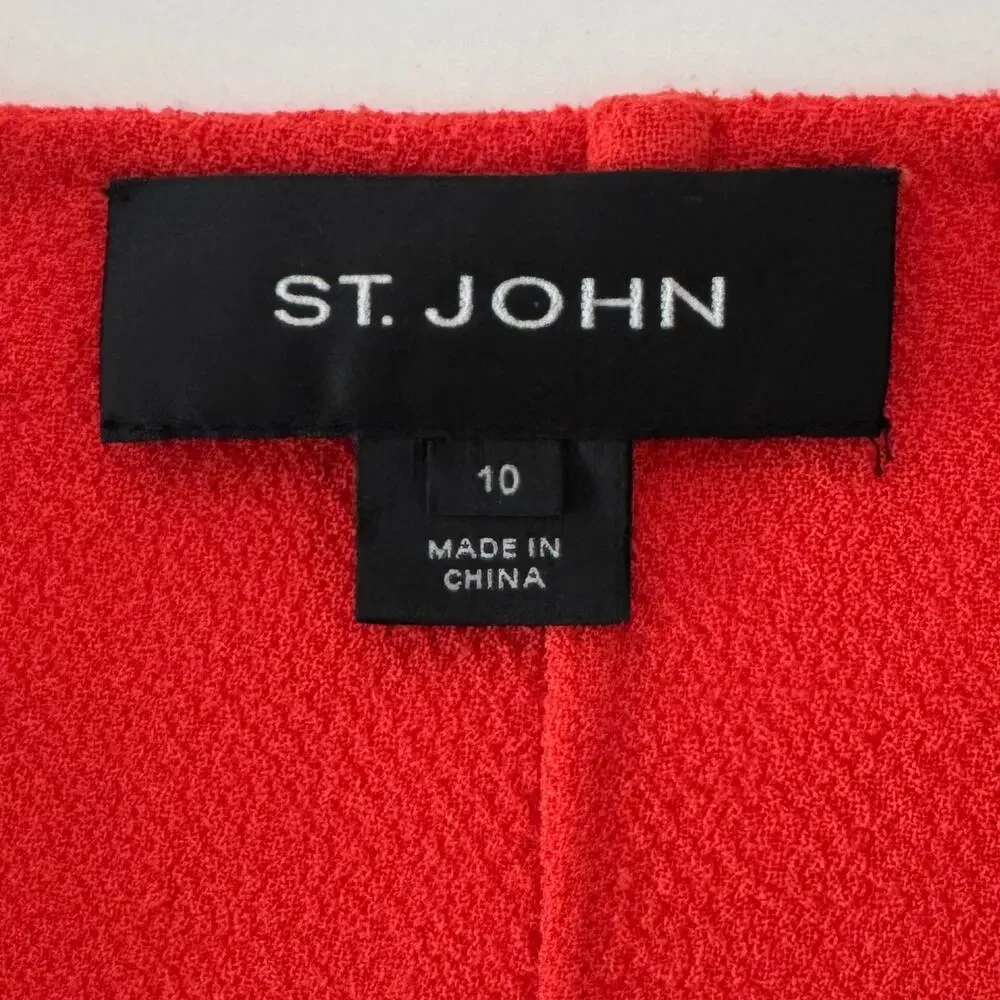 St. John Knit Wool Pencil Skirt Orange-Red Size 10